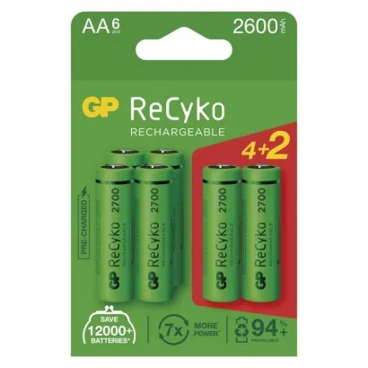 GP ReCyko NiMH Akkumulátor HR6 (AA) 2700mAh 4+2db