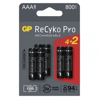 GP ReCyko Pro NiMH Akkumulátor HR03 (AAA) 800mAh 4+2db