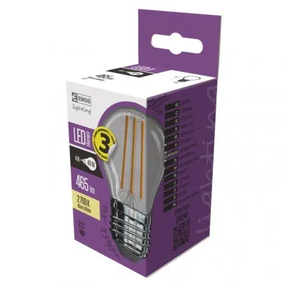 EMOS LED Filament izzó kisgömb E27 4W 465lm meleg fehér