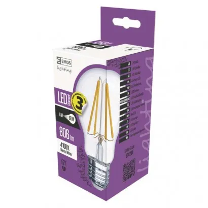 EMOS LED Filament izzó A60 E27 6W 806lm természetes fehér...