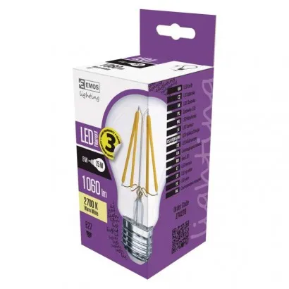 EMOS LED Filament izzó E27 8W 1060lm meleg fehér