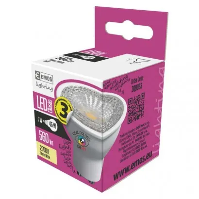 EMOS Classic LED izzó MR16 GU10 7W 560lm Ra96 meleg fehér...
