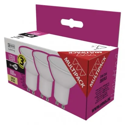 EMOS Classic LED izzó MR16 GU10 9W 806lm meleg fehér 3db