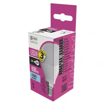 EMOS Classic LED izzó kisgömb E14 8W 806lm hideg fehér