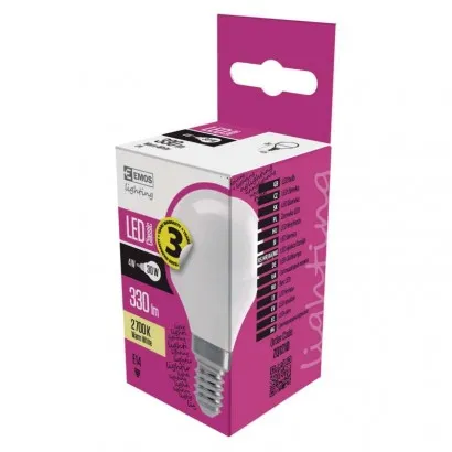 EMOS Classic LED izzó kisgömb E14 4W 330lm meleg fehér