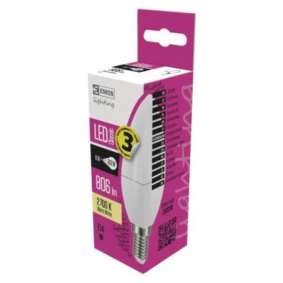 EMOS Classic LED izzó gyertya E14 8W 806lm meleg fehér