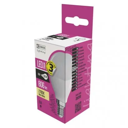 EMOS Classic LED izzó kisgömb E14 8W 806lm meleg fehér