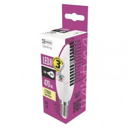 EMOS Classic LED izzó gyertya E14 6W 470lm Ra97 meleg fehé...