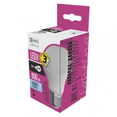 EMOS Classic LED izzó A60 E27 9W 806lm hideg fehér