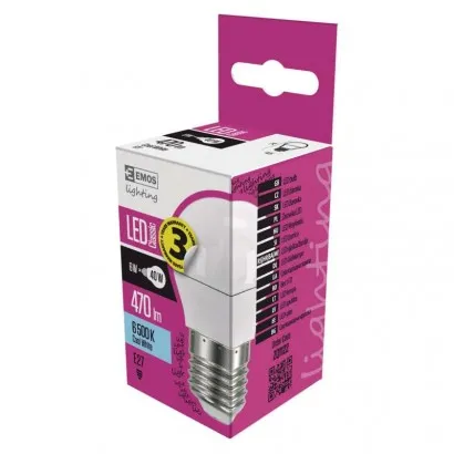 EMOS Classic LED izzó kisgömb E27 6W 470lm hideg fehér