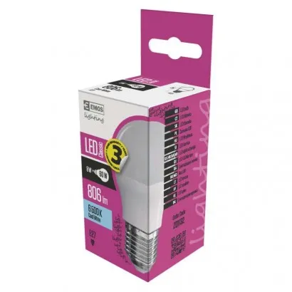 EMOS Classic LED izzó kisgömb E27 8W 806lm hideg fehér