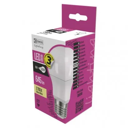 EMOS Classic LED izzó A60 E27 8W 645lm meleg fehér