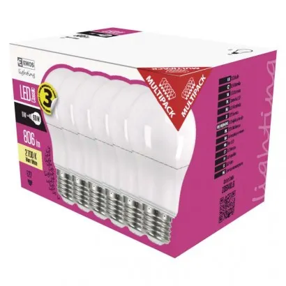 EMOS Classic LED izzó A60 E27 9W 806lm meleg fehér 9db