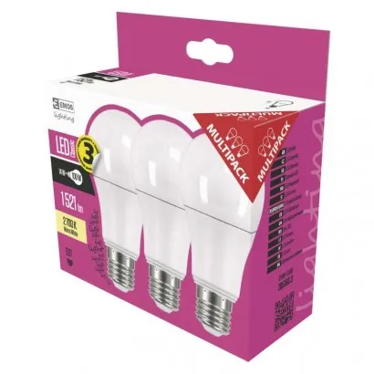EMOS Classic LED izzó A60 E27 14W 1521lm meleg fehér 3db
