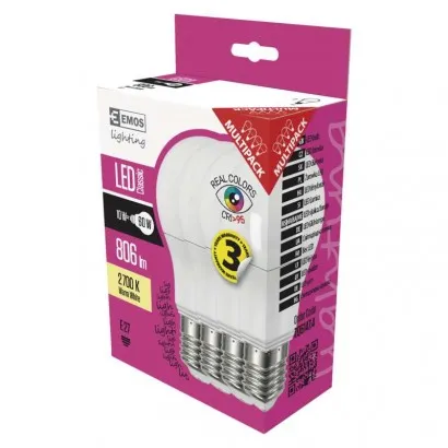 EMOS Classic LED izzó A60 E27 10W 806lm Ra95 meleg fehér 4...