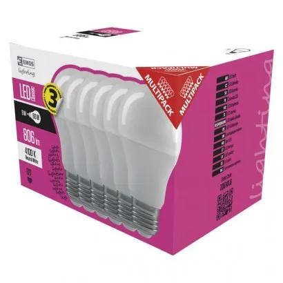 EMOS Classic LED izzó A60 E27 9W természetes fehér 6db