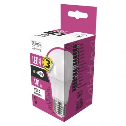 EMOS Classic LED izzó A60 E27 6W 470lm természetes fehér...