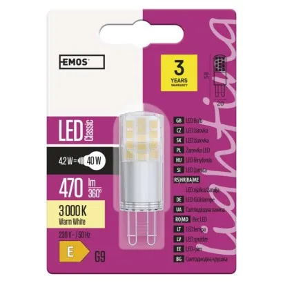 EMOS Classic LED izzó JC G9 4.2W 470lm meleg fehér