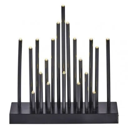 Karácsonyi LED gyertyatartó, fekete, 27,5 cm, 3x AA, belté...