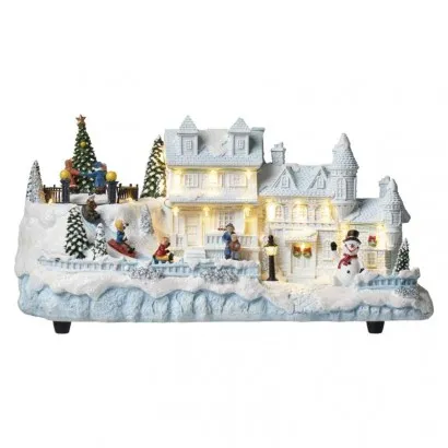 LED karácsonyi házikó, 20 cm, beltéri, meleg fehér