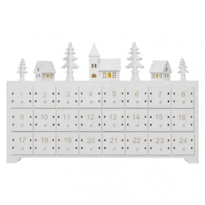 LED adventi naptár, fa, 23x37 cm, 2x AA, beltéri, meleg fe...