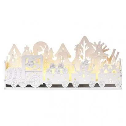 Karácsonyi LED dekoráció, fa – mozdony, vonat, 14 cm, 2x A...