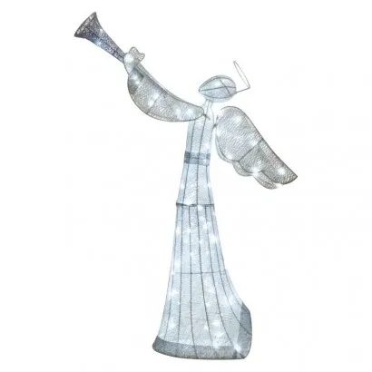 LED karácsonyi angyal, rattan, 130 cm, beltéri, hideg fehé...