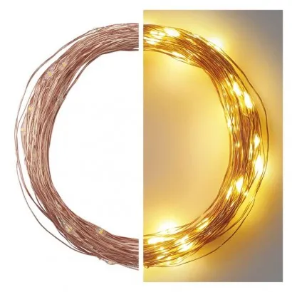 LED karácsonyi nano fényfüzér, réz, 10 m, kültéri és belté...