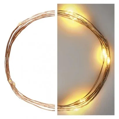 LED karácsonyi nano fényfüzér, 1,9 m, 2x AA, beltéri, mele...