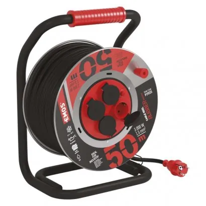 EMOS SCHUKO Fém Kábeldob Gumi 4 aljzat, 50m, 1,5 mm2