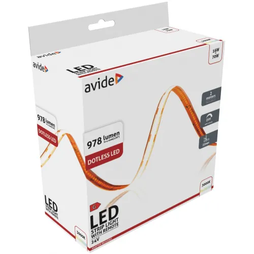 Avide LED Szalag Bliszter RF 24V COB WW IP20 2m