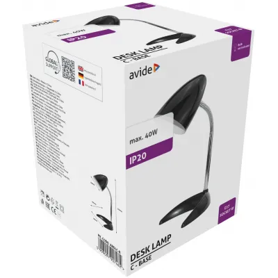 Avide Basic Asztali Lámpa C Talpú Fekete + LED fényforrás...