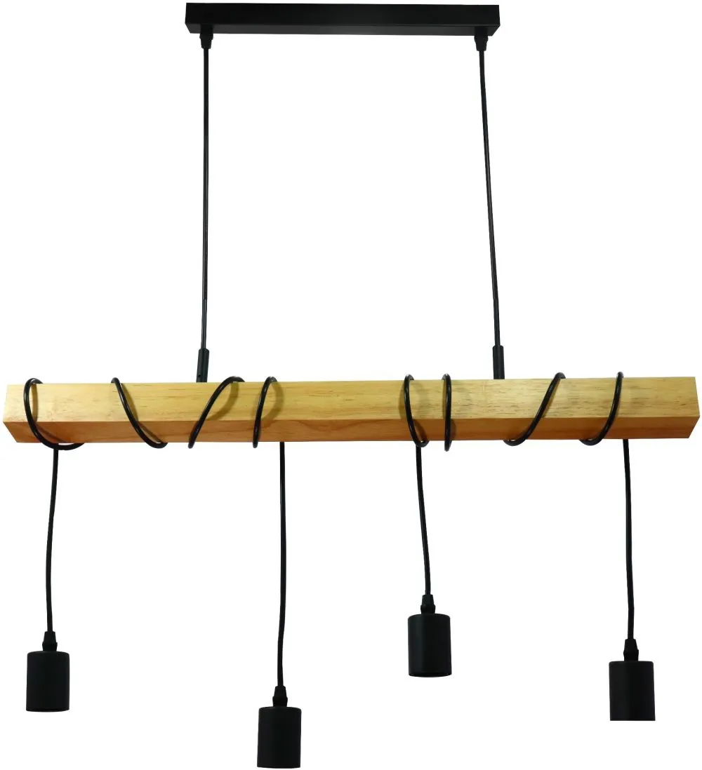 Avide Függeszték Lámpa Madeline 4xE27 Foglalattal Fa/Feket...