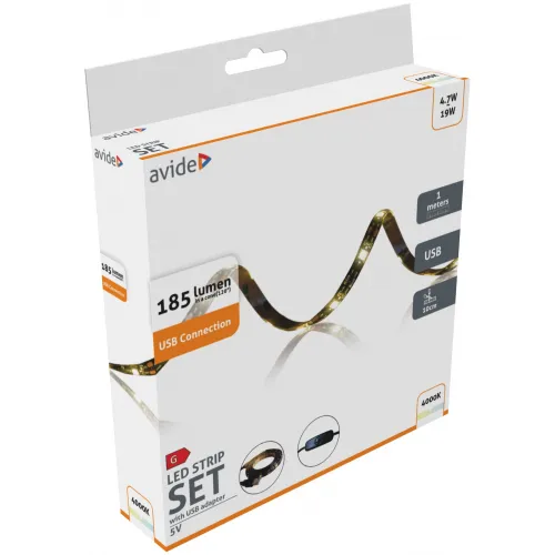 Avide LED Szalag Bliszter 5V SMD5050 30LED NW IP65 1m