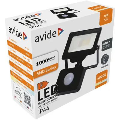 Avide LED Opál Reflektor Slim SMD 10W NW 4000K Mozg.érz. P...