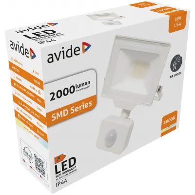 Avide LED Opál Reflektor Slim SMD 20W NW 4000K Mozgásérzék...