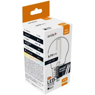 Avide LED White Filament Mini Globe 4.5W E27 NW 4000K