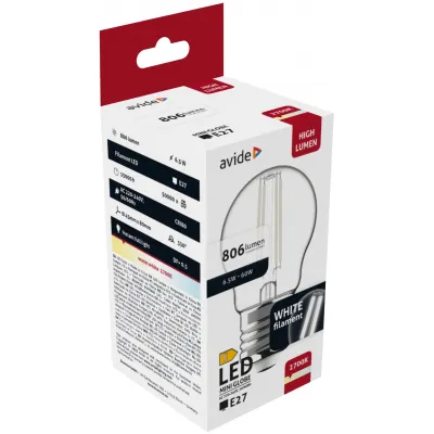 Avide LED White Filament Mini Globe 6.5W E27 WW 2700K