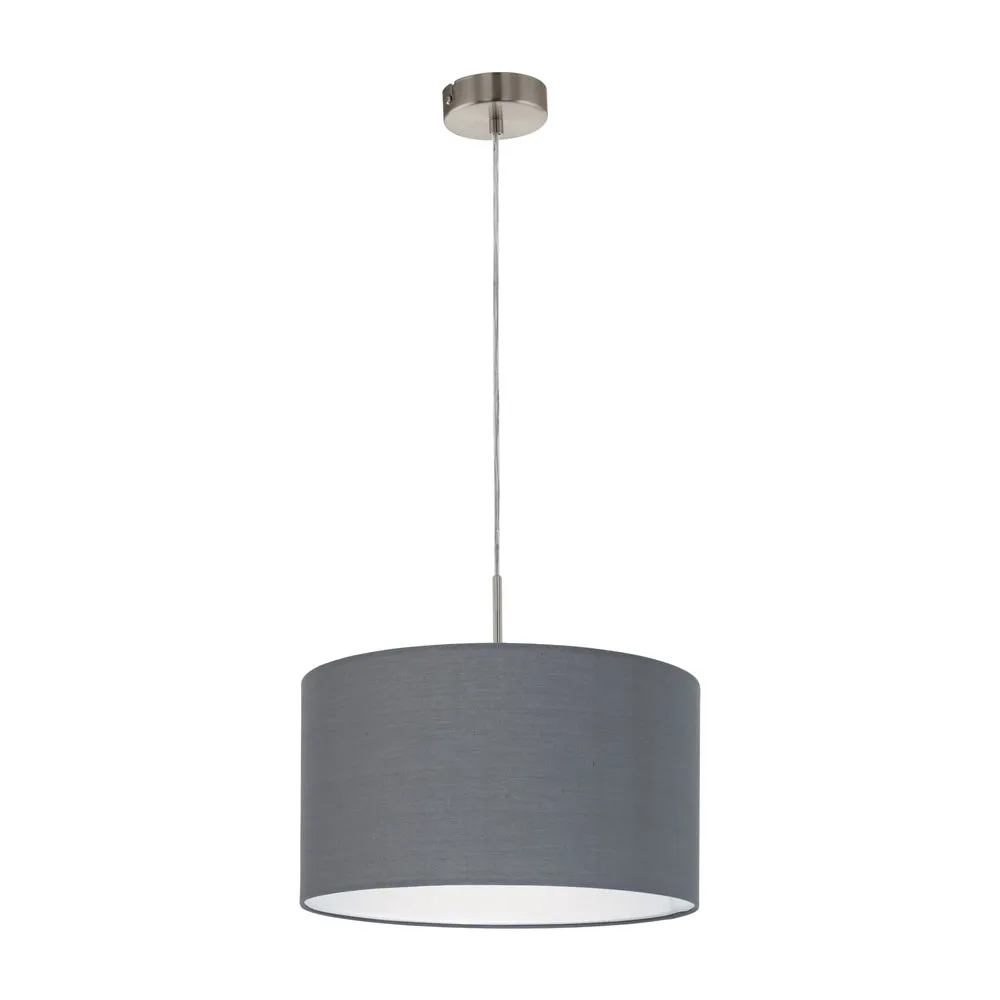 Beltéri függeszték, textil E27 60W szürke/ezüst Pasteri...