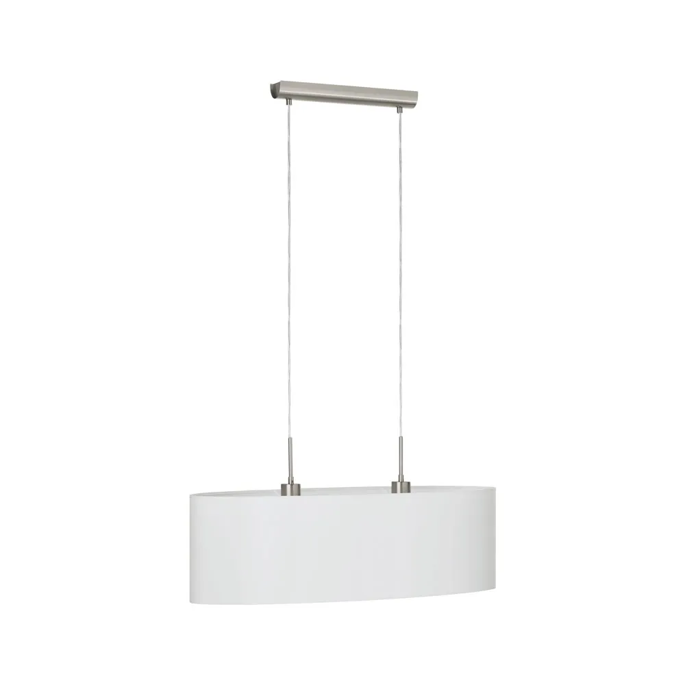 Beltéri függeszték, textil E27 2x60W matt nikkel/fehér Pas...