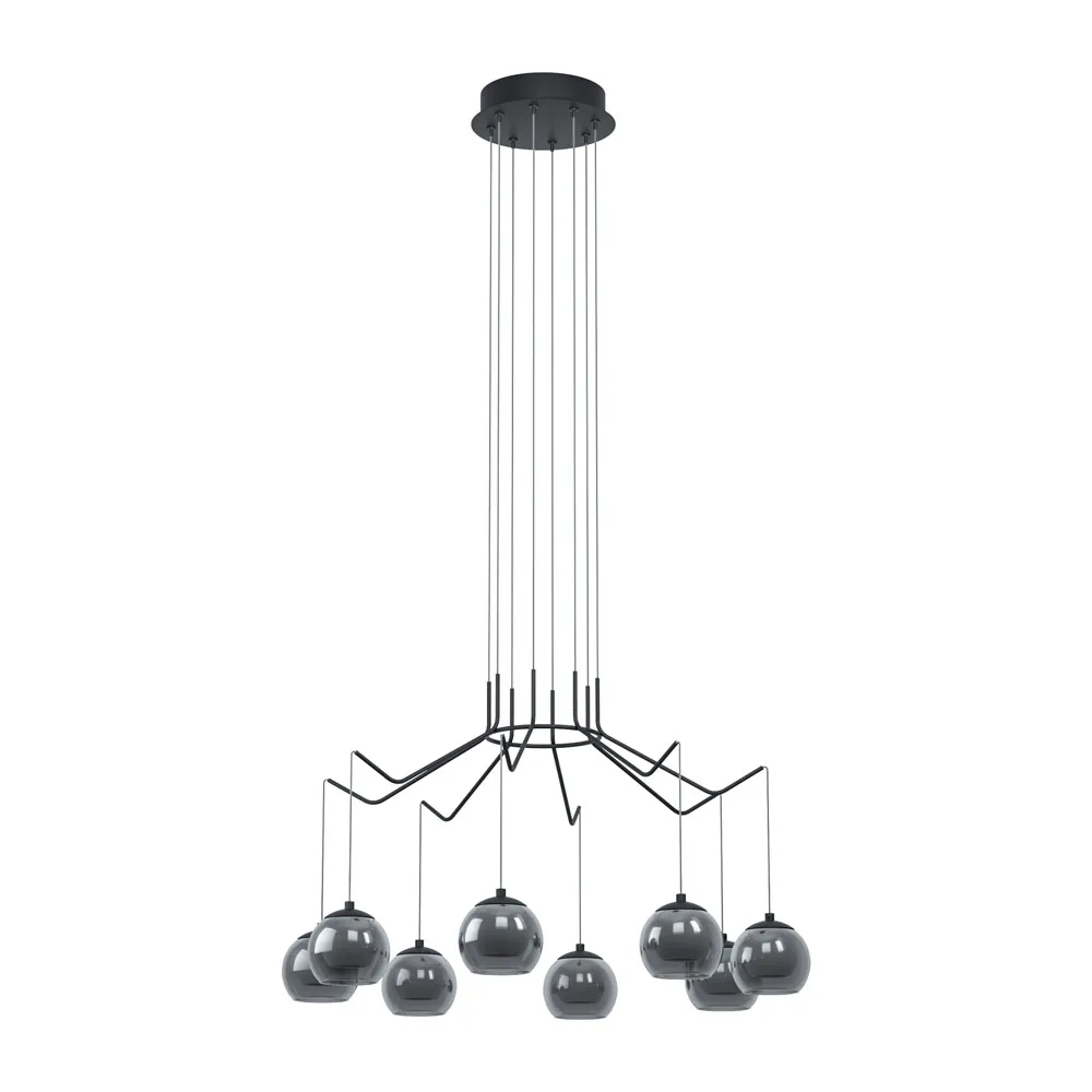 Beltéri LED függeszték 8x3,3W fekete/opál Rovigana