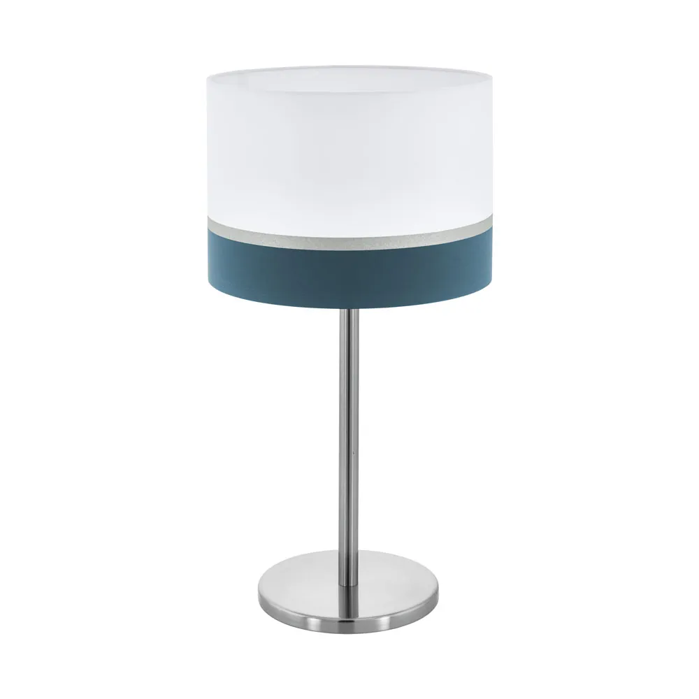 Asztali lámpa E27 1x60W fehér/kék/ezüst Spaltini