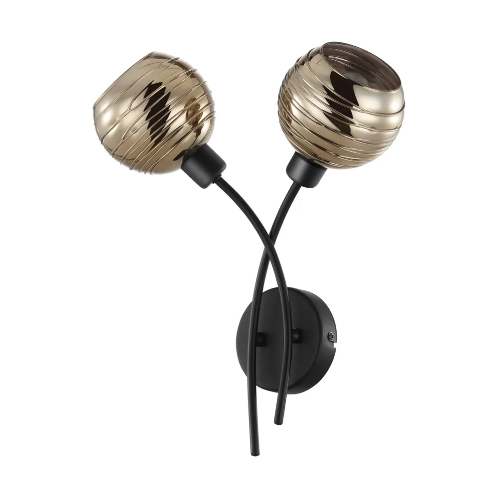 Fali lámpa E27 2x40W fekete/arany Creppo