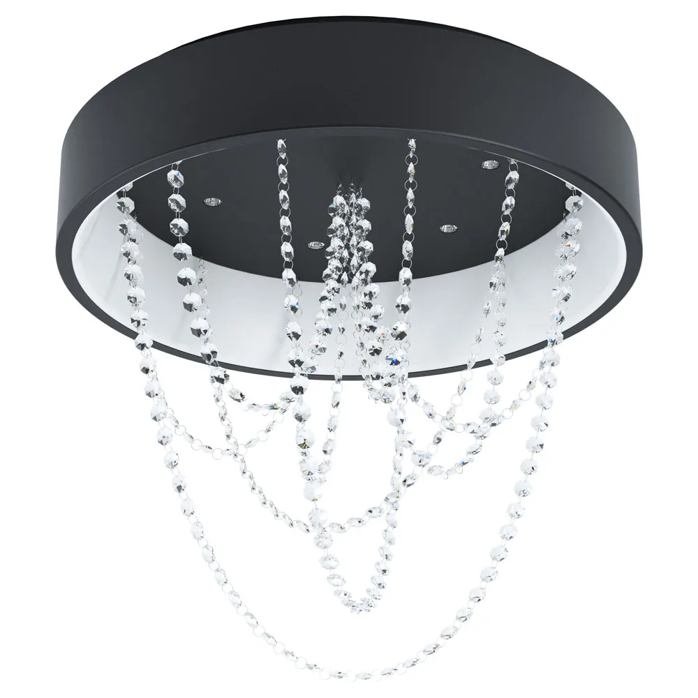 Beltéri LED mennyezeti lámpa fekete/kristály Berlona