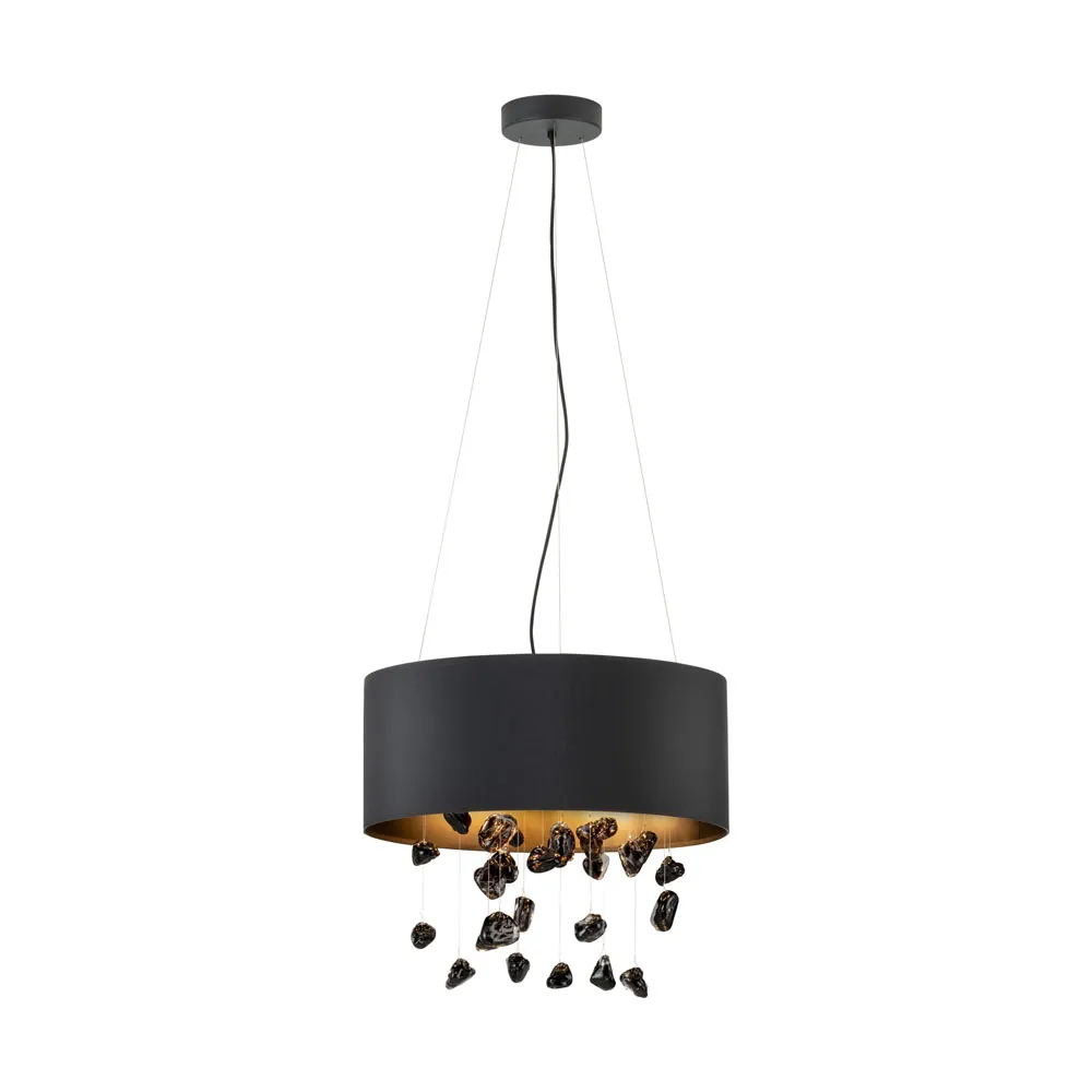 Függeszték E27 3x16W fekete/üveg Escuela