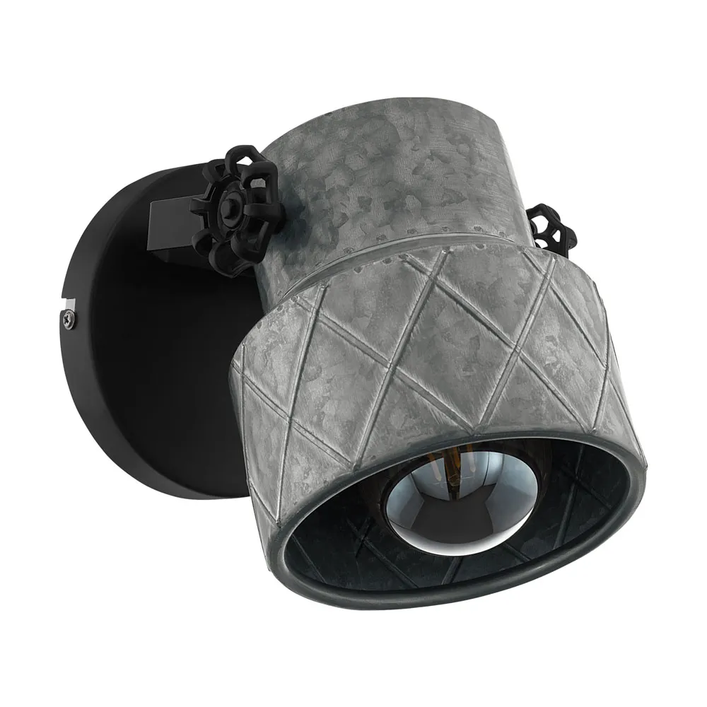 Fali lámpa E27 40W fekete/horganyzott Hilcott