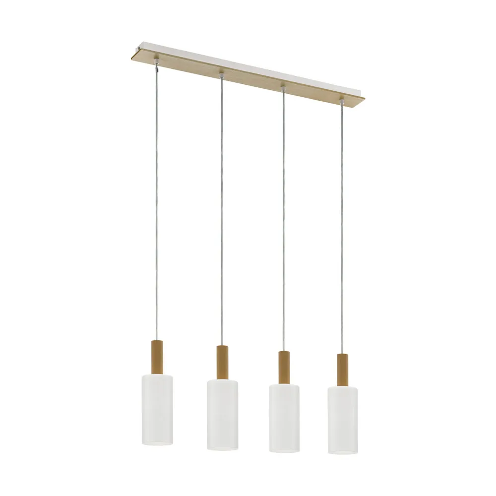 Függeszték E27 4x40W fehér/fa Oakham