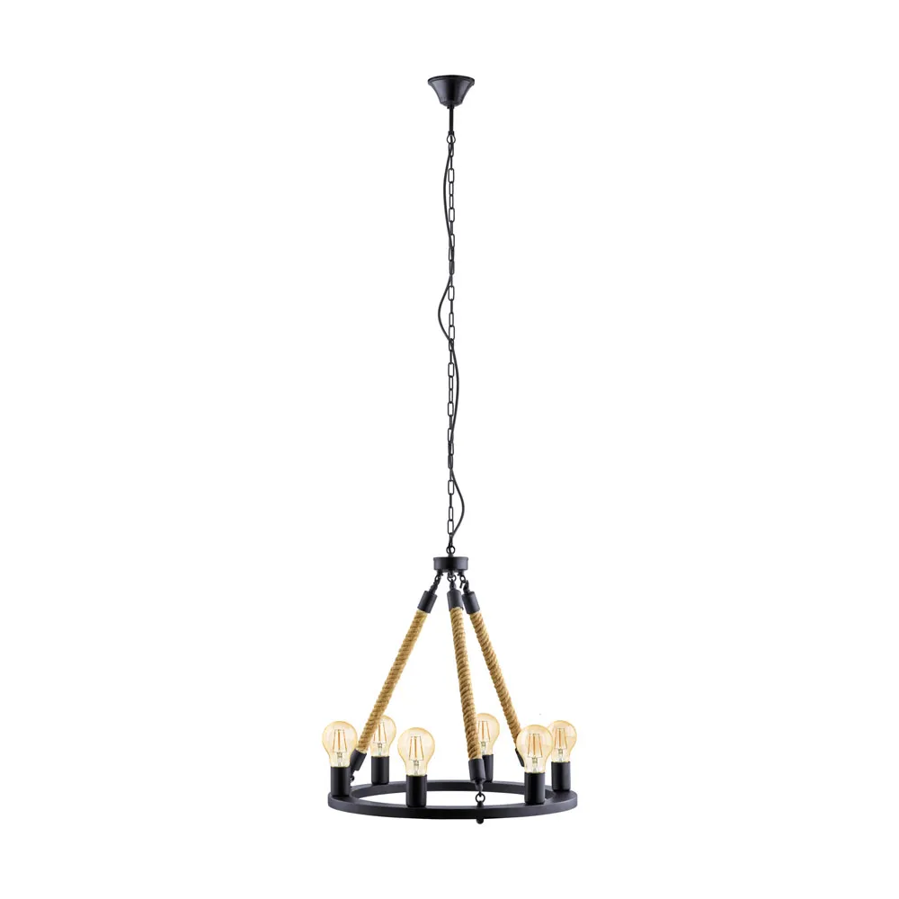 Függeszték E27 6x60W fekete Findlay