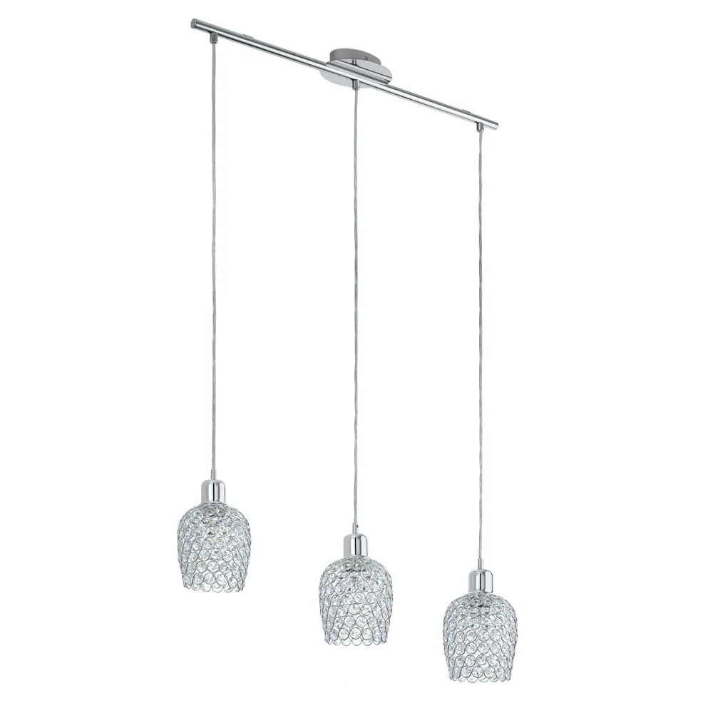 Függeszték E27 3x60W króm/kristály Bonares