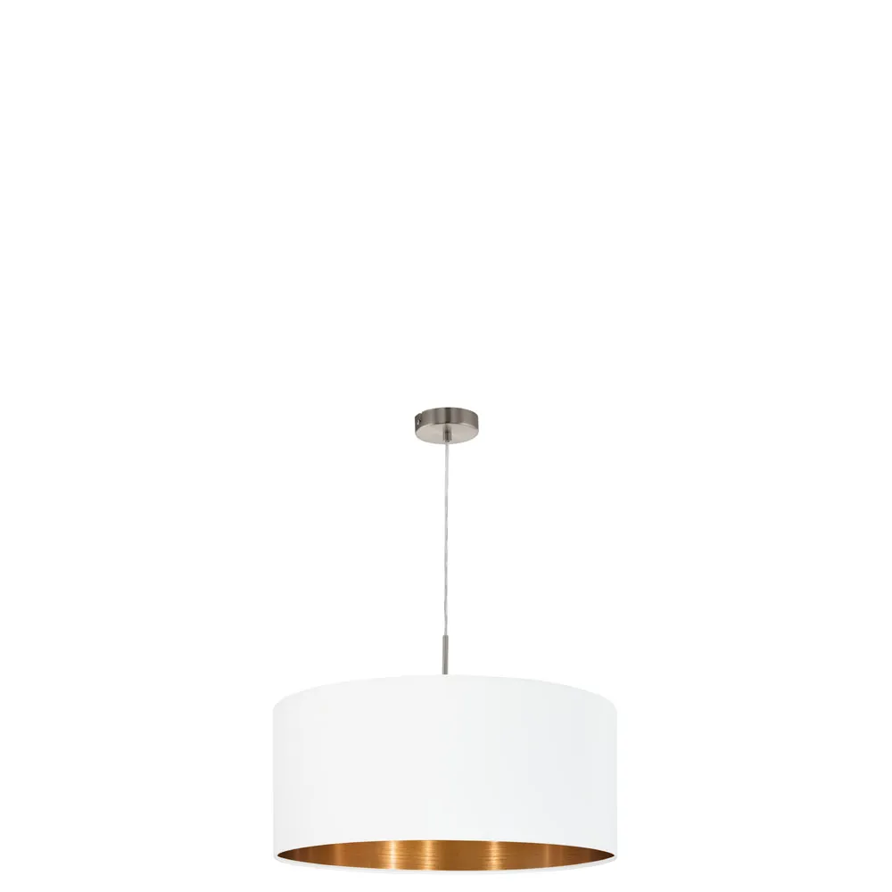 Beltéri függeszték, textil E27 60W fehér/réz Pasteri